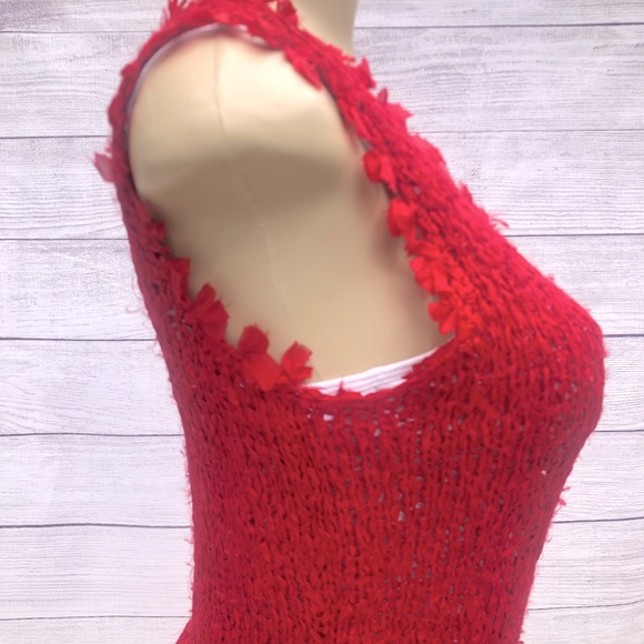 Gianni Ferrante 100% Silk Red Knit Sleeveless Top RARE Small - Picture 5 of 13